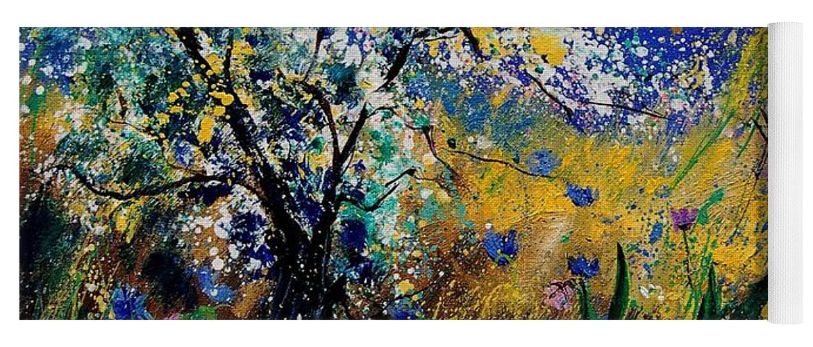 Spring Yoga Mat featuring the painting Blooming appletree by Pol Ledent