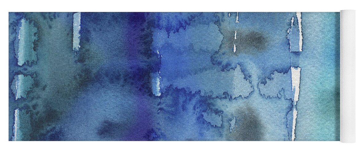 Blue Yoga Mat featuring the painting Blue Abstract Cool Waters III by Irina Sztukowski