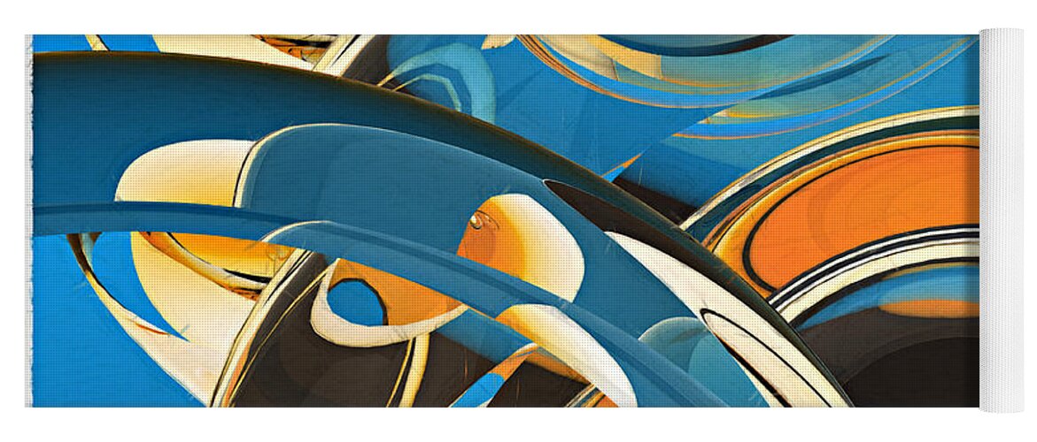 Abstract Yoga Mat featuring the painting Blue and Ornage by Peter J Sucy
