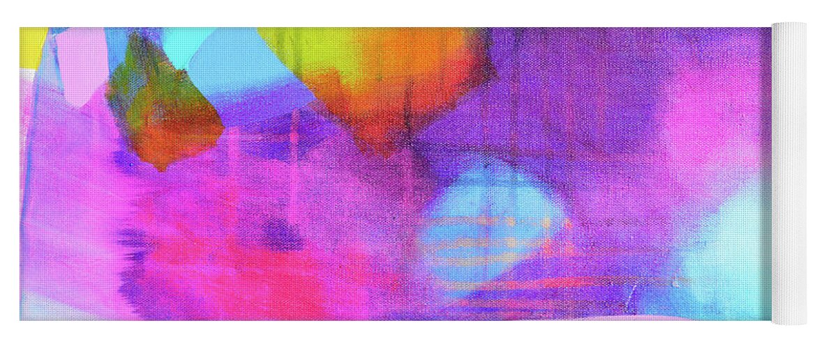 Blue Abstract Yoga Mat featuring the painting Blue and Pink Abstract by Tracy-Ann Marrison
