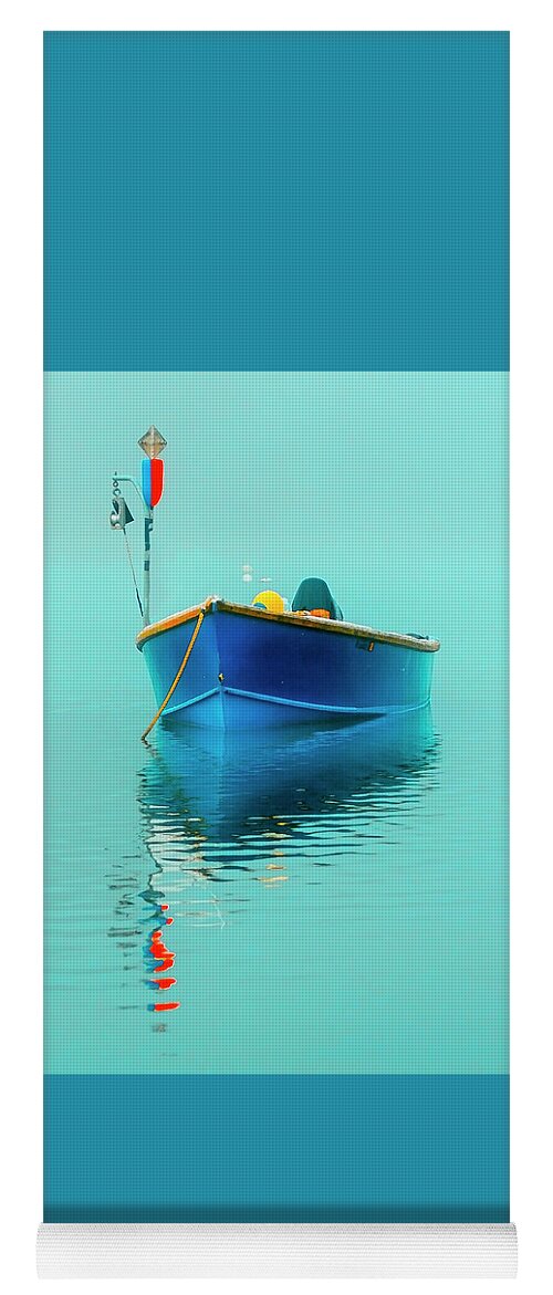 Boats Yoga Mat featuring the photograph Blue boat reflections by Darius Aniunas
