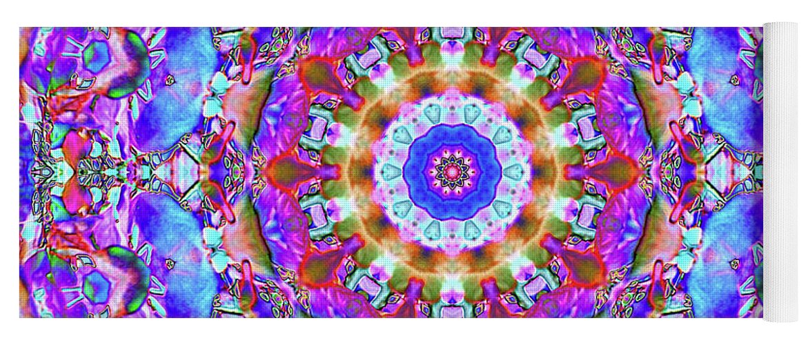 Landscape Yoga Mat featuring the digital art Blue Branches Kaleidoscope by Donna L Munro