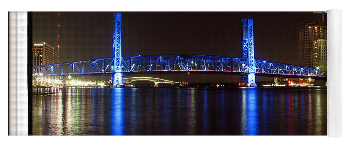 Blue Yoga Mat featuring the photograph Blue Bridge of Jacksonville by Farol Tomson