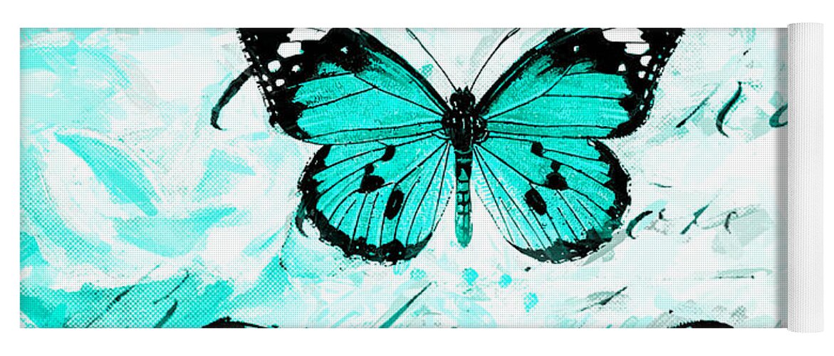 Butterfly Yoga Mat featuring the painting Blue Butterfly Print by Tina LeCour