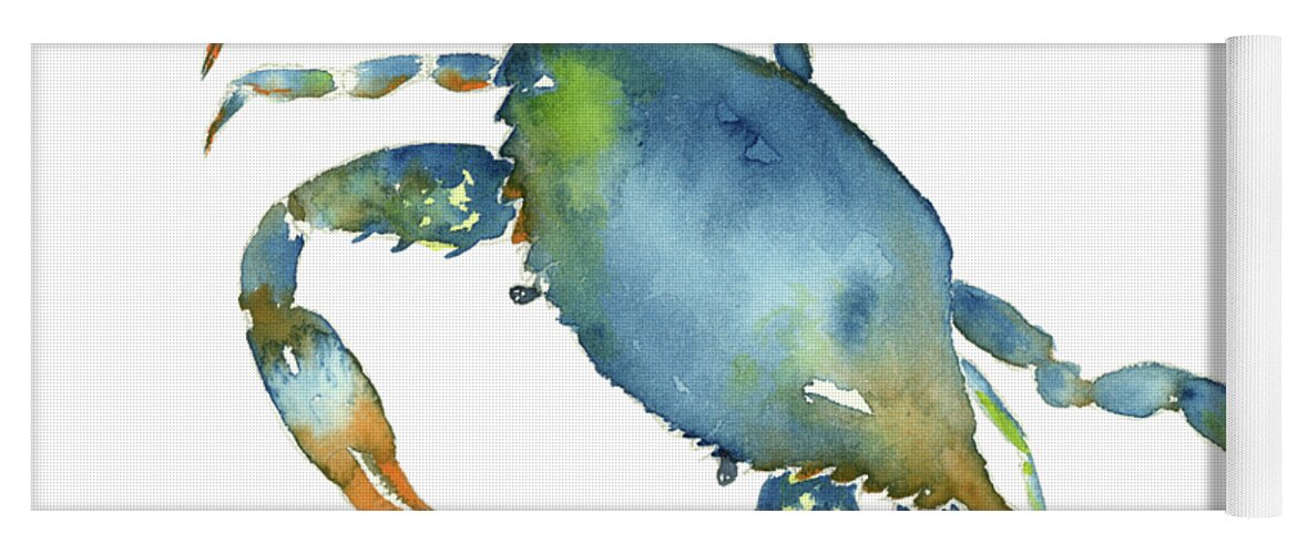 Crab Painting Yoga Mat featuring the painting Blue Crab by Amy Kirkpatrick