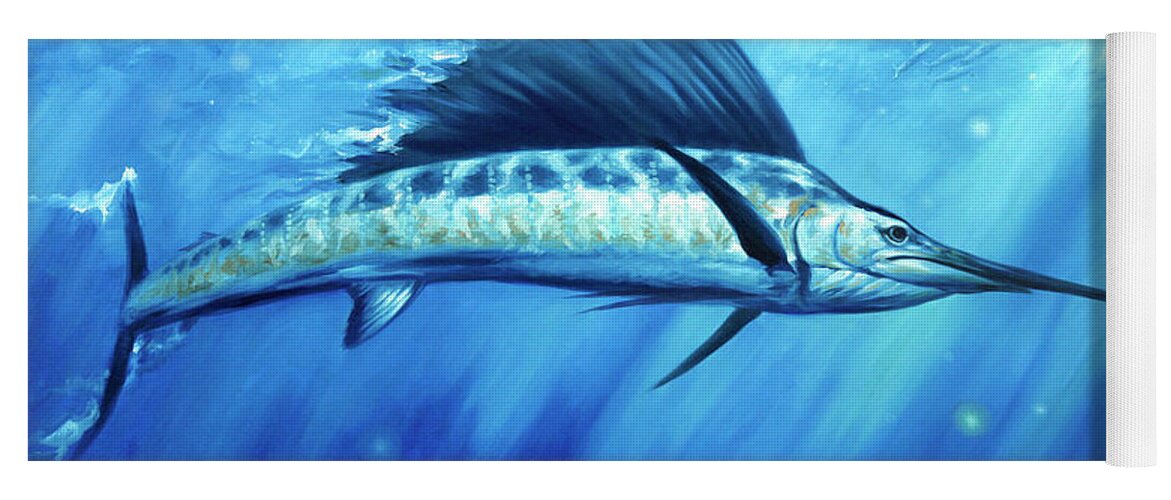 Sailfish Paintings Yoga Mat featuring the painting Blue Crush by Guy Crittenden