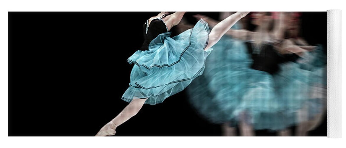 Ballet Yoga Mat featuring the photograph Blue dress dance by Dimitar Hristov