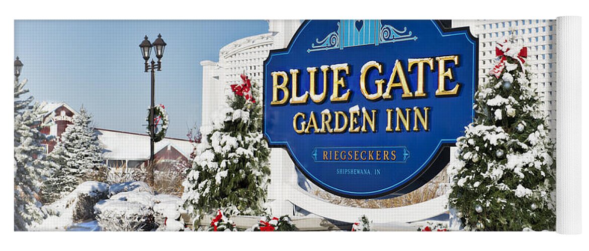 Blue Gate Yoga Mat featuring the photograph Blue Gate Garden Inn by David Arment