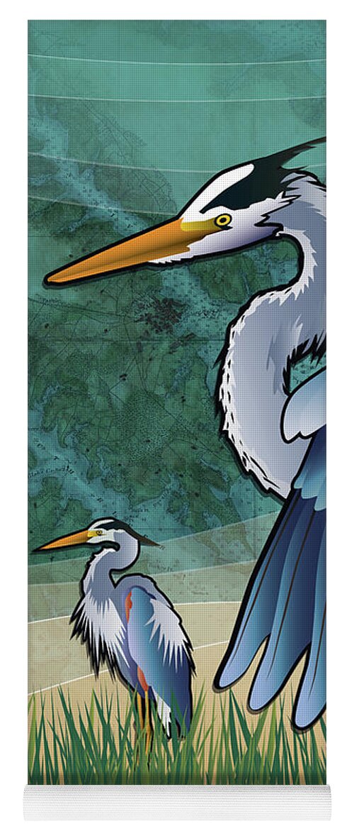 Blue Heron Yoga Mat featuring the digital art Blue Herons of the Chesapeake Bay by Joe Barsin
