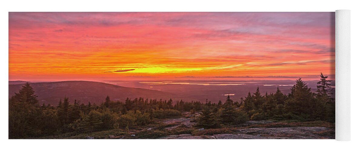 Cadillac Mountain Yoga Mat featuring the photograph Blue Hill Overlook Alpenglow by Angelo Marcialis