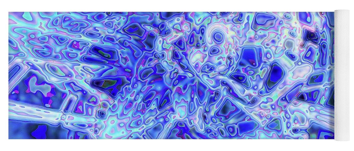 Abstract Yoga Mat featuring the digital art Blue Ignited by Ronald Bissett
