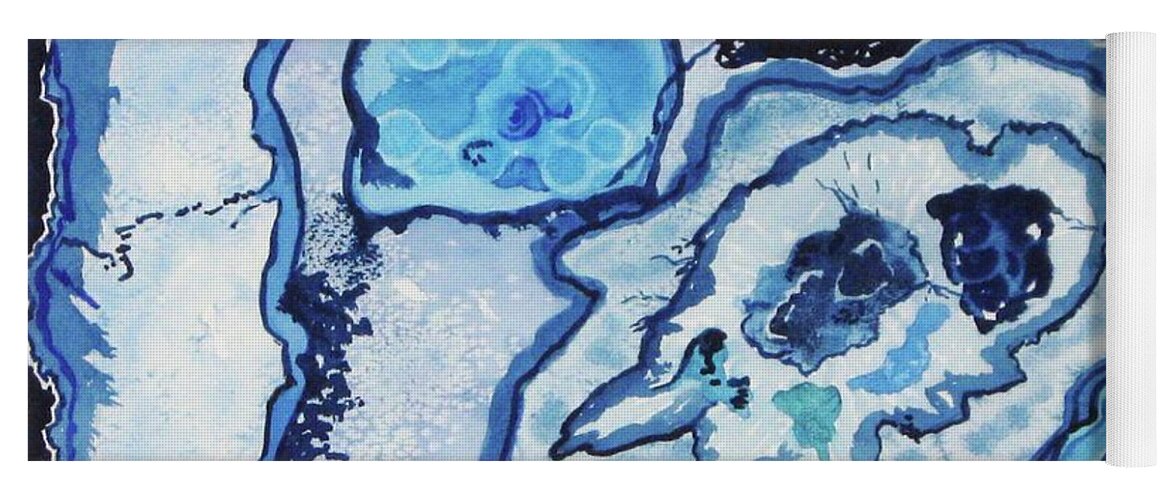 Abstract Yoga Mat featuring the painting Blue Lace Agate I by Ellen Levinson