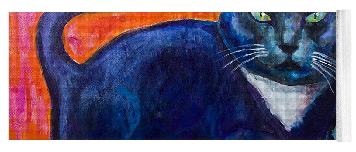 Cat Yoga Mat featuring the painting Blue by Maxim Komissarchik