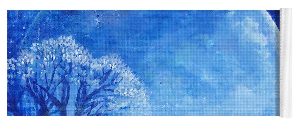Blue Yoga Mat featuring the painting Blue Night Moon by Ashleigh Dyan Bayer