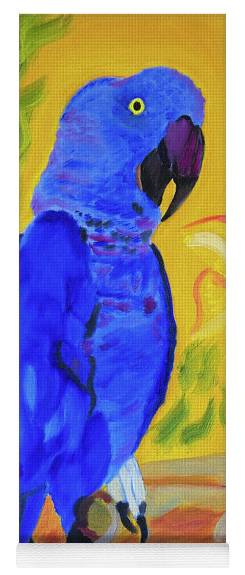Hyacynth Yoga Mat featuring the painting Parrot Pretty in Blue by Meryl Goudey