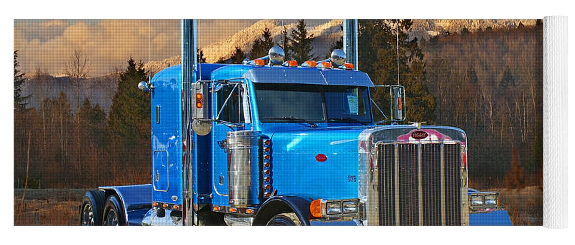 Trucks Yoga Mat featuring the photograph Blue Peterbilt by Randy Harris