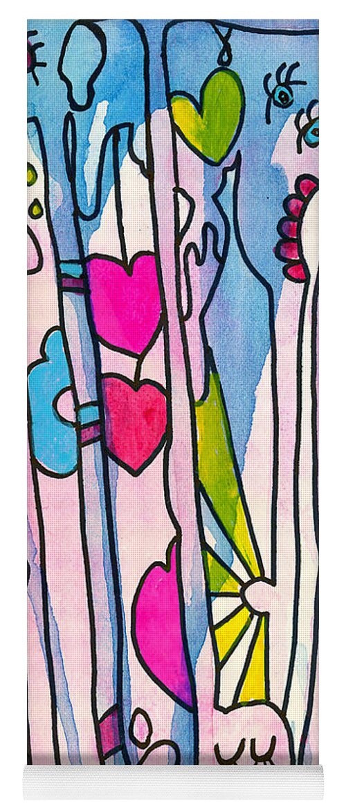 Pop Yoga Mat featuring the mixed media Blue Play by Tonya Doughty