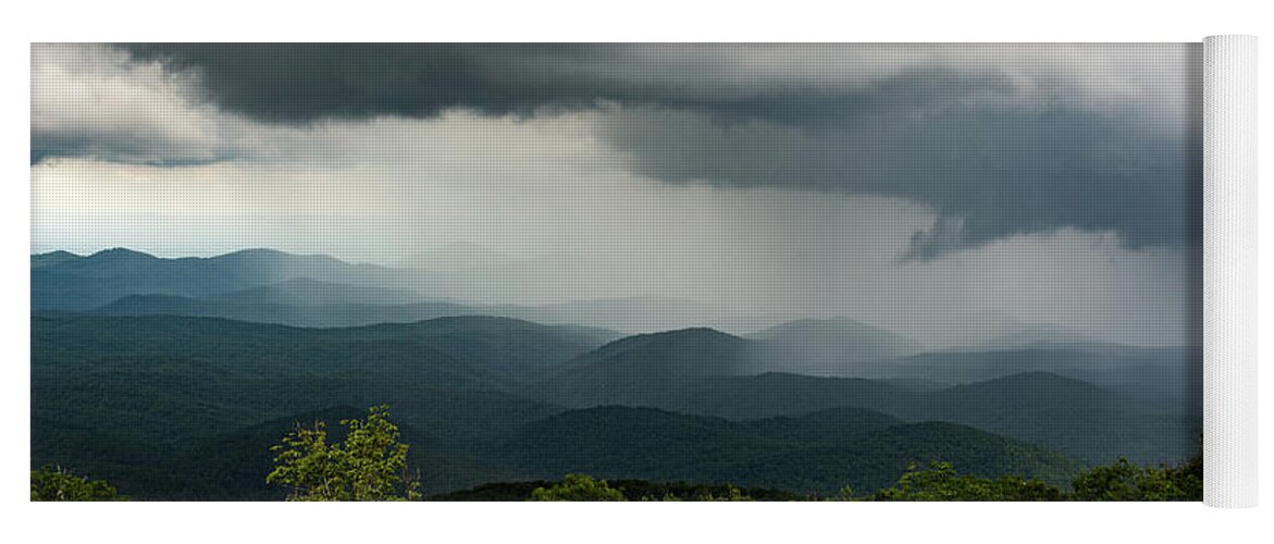 Blue Yoga Mat featuring the photograph Blue Ridge Mountain Rain 2 by David Hart