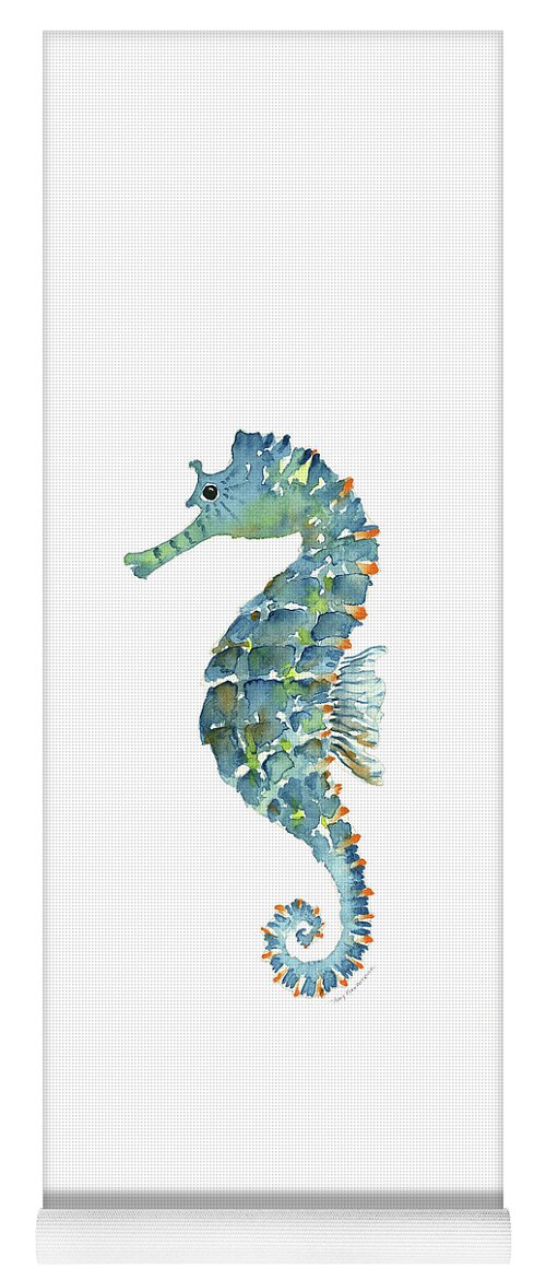 Beach House Yoga Mat featuring the painting Blue Seahorse by Amy Kirkpatrick