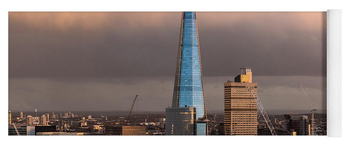 British Construction Yoga Mat featuring the photograph Blue Shard winter dusk London by Gary Eason