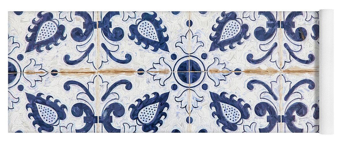 David Letts Yoga Mat featuring the painting Blue Tile of Portugal by David Letts