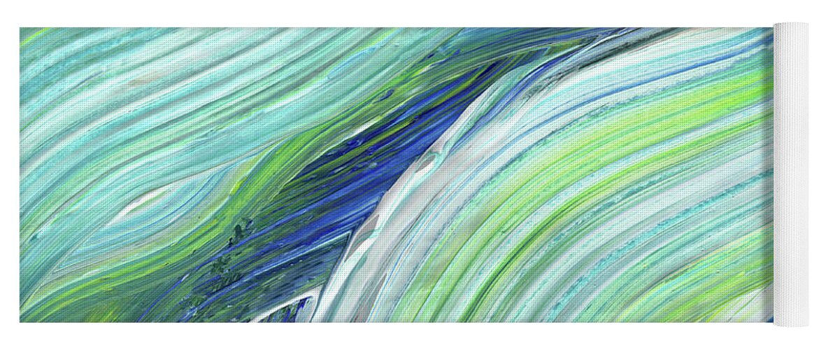 Abstract Water Yoga Mat featuring the painting Blue Wave Abstract Art for Interior Decor I by Irina Sztukowski