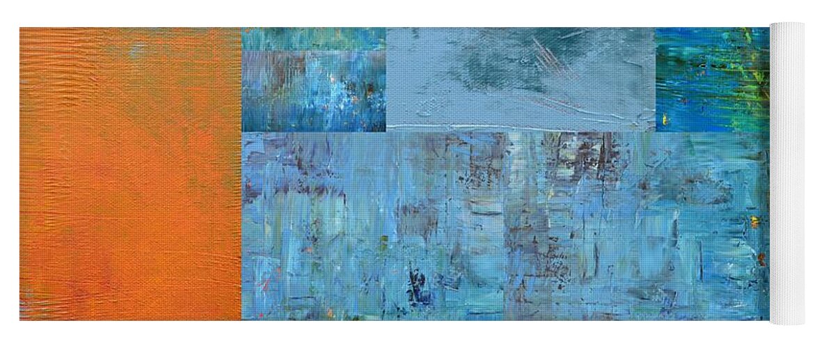 Monochromatic Yoga Mat featuring the painting Blue with Orange 2.0 by Michelle Calkins