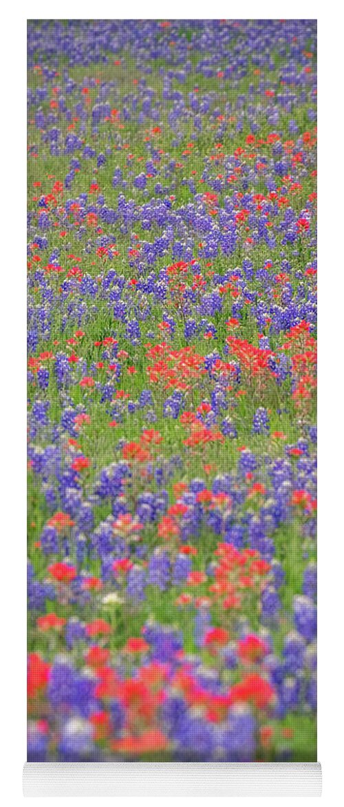 Bluebonnet Yoga Mat featuring the photograph Bluebonnets and Paintbrushes by Johnny Boyd