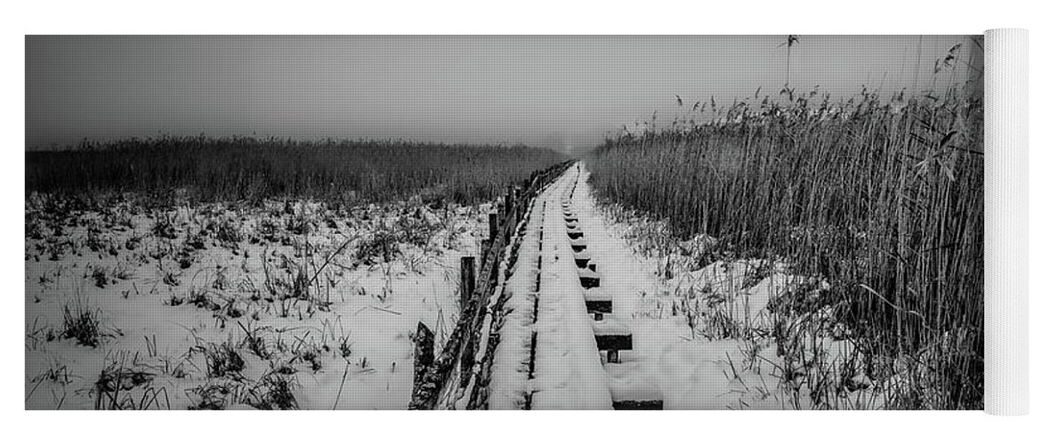 Black And White Yoga Mat featuring the photograph boardwalk BW #e5 by Leif Sohlman