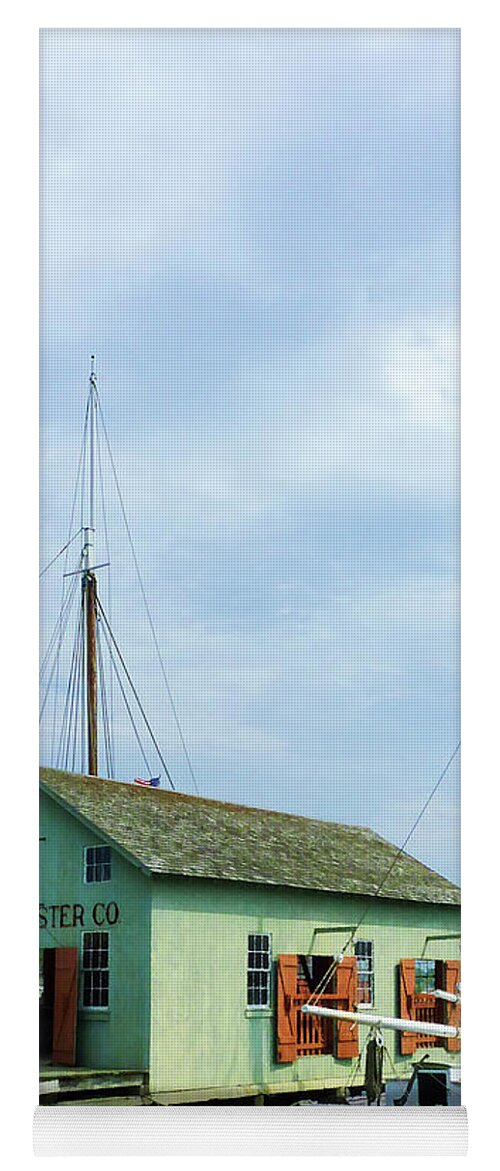 Boat Yoga Mat featuring the photograph Boat By Oyster Shack by Susan Savad