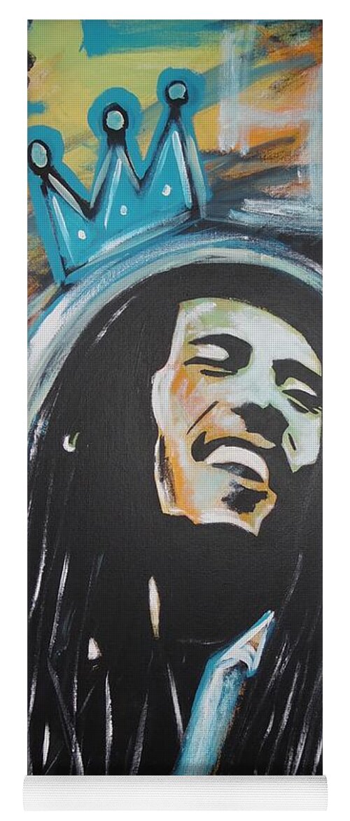 Bob Marley Yoga Mat featuring the painting Bob The King by Antonio Moore