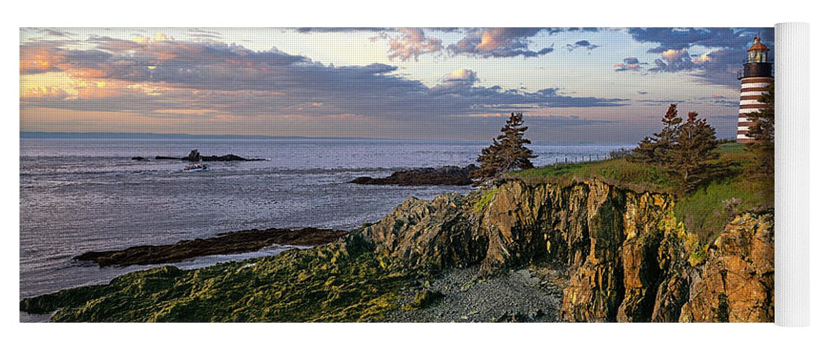 Lighthouse Sentinel Yoga Mat featuring the photograph Bold Coast Sentinel by Marty Saccone