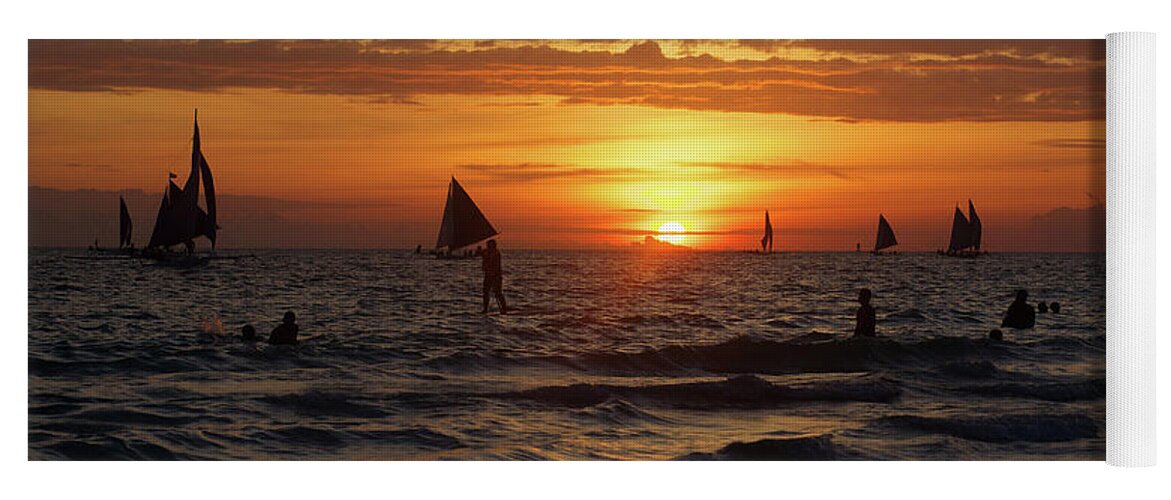 Sunset Yoga Mat featuring the photograph Boracay sunset by Christopher Rowlands