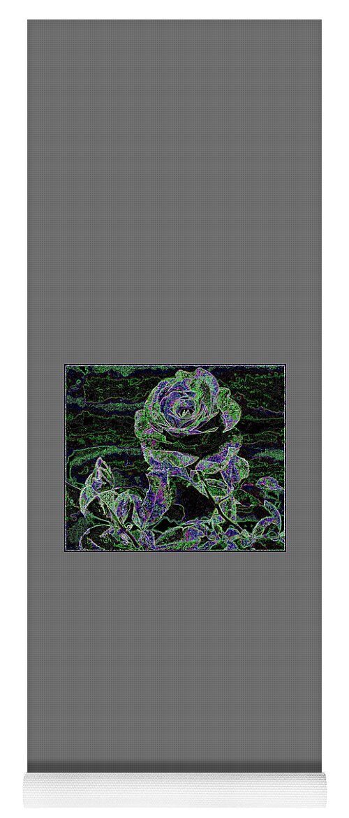 Rose Design Yoga Mat featuring the digital art Bordered Abstract Rose by Will Borden