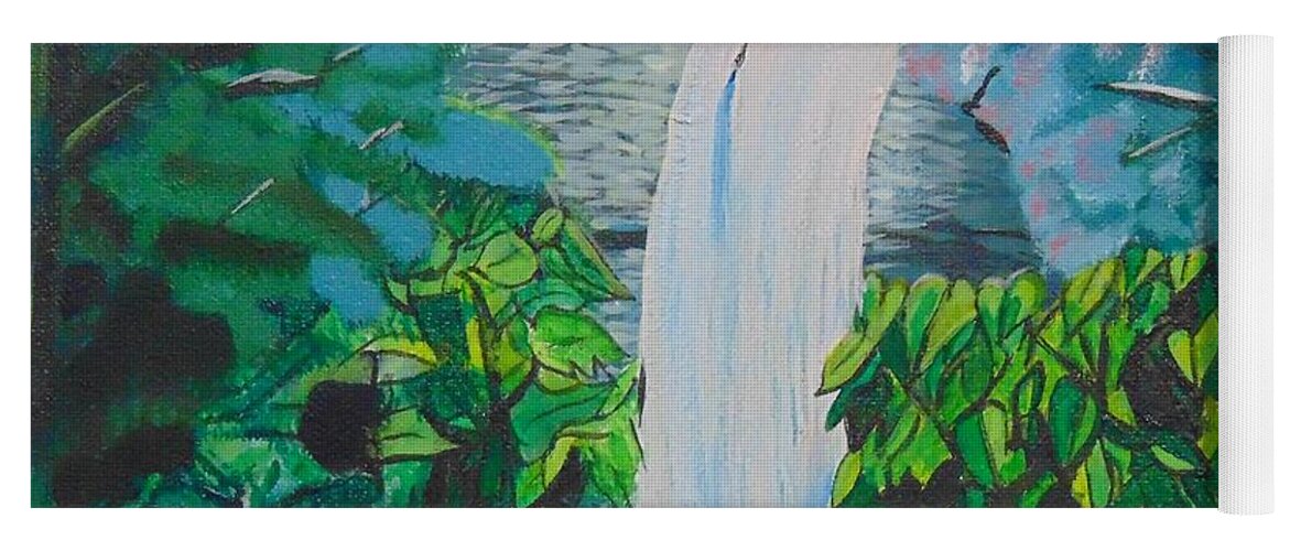 Waterfall Yoga Mat featuring the painting Borer's Falls by David Bigelow
