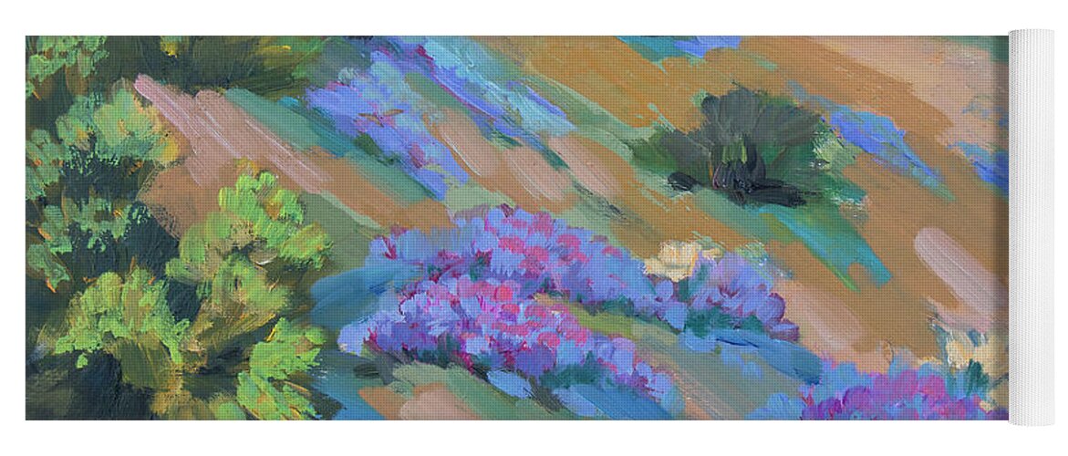 Desert Yoga Mat featuring the painting Borrego Springs Verbena by Diane McClary