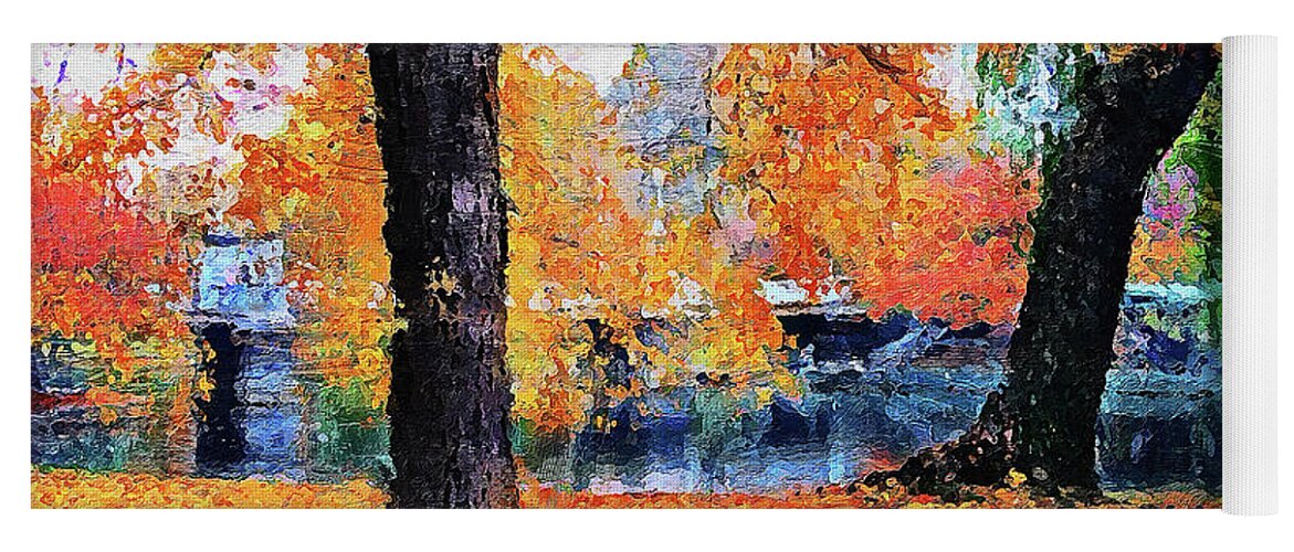 Massachusetts Boston Yoga Mat featuring the painting Boston, Massachusetts - Autumn Colors 02 by AM FineArtPrints