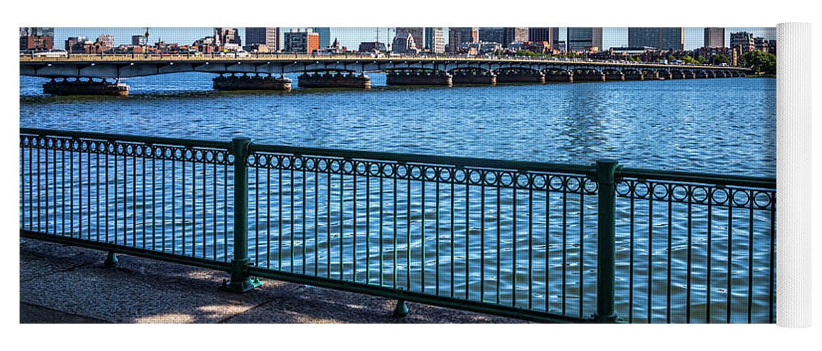 America Yoga Mat featuring the photograph Boston Skyline Harvard Bridge Photo by Paul Velgos