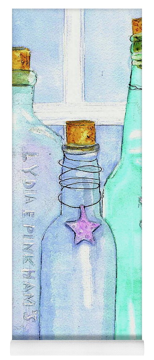 Bottles Yoga Mat featuring the painting Bottles with Barnacles by Midge Pippel