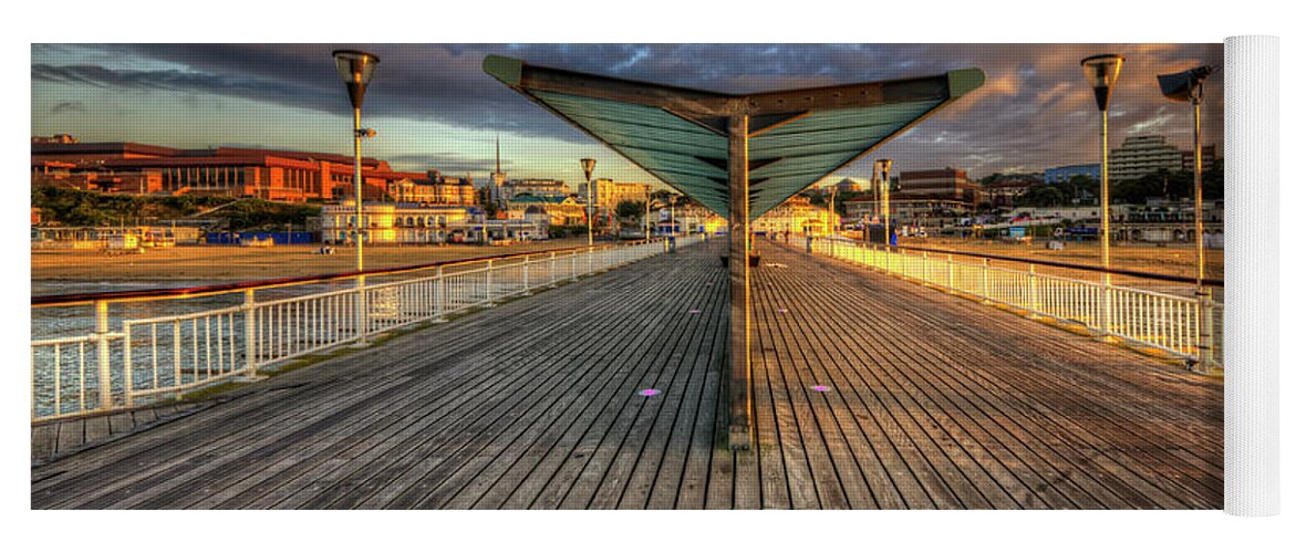 Hdr Yoga Mat featuring the photograph Bournemouth Pier Sunrise 2.0 by Yhun Suarez