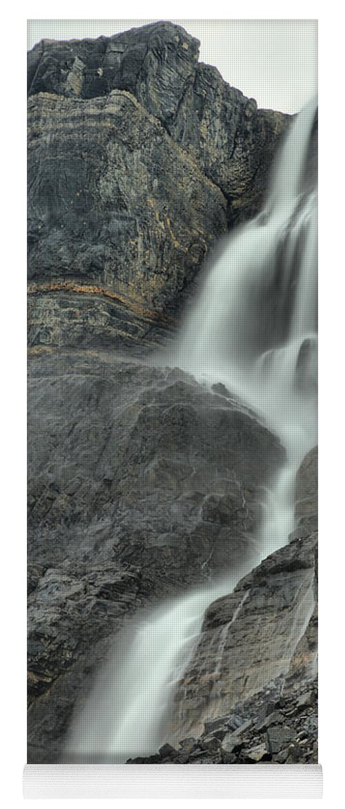 Bow Glacier Falls Yoga Mat featuring the photograph Bow Glacier Waterfall Portrait by Adam Jewell