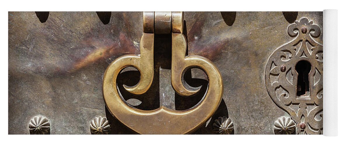 Castle Yoga Mat featuring the photograph Brass Castle Knocker by David Letts