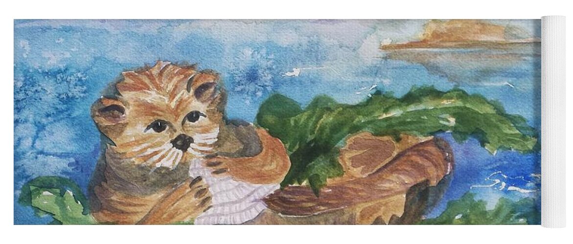 Otter Yoga Mat featuring the painting Breakfast in Bed by Ellen Levinson