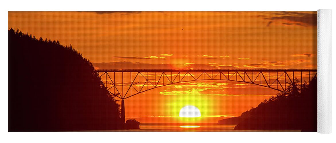 Sunset Yoga Mat featuring the photograph Bridge Sunset by Tony Locke