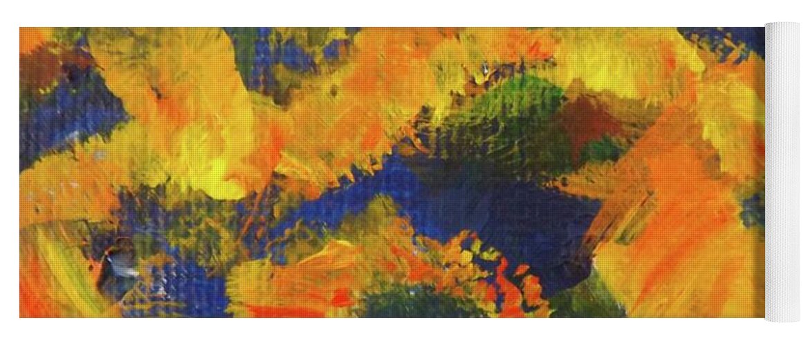 Abstract Yoga Mat featuring the digital art Bright Sunflowers by Sherry Killam