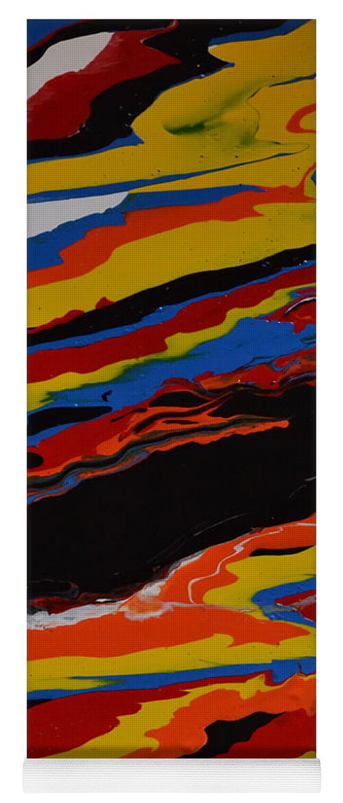An Abstract Painting Using Acrylic Colors. The Technique Used For This Painting Was Flow Painting. Each Color Is Diluted With A Mixture Of Water And Flow Medium. The Colors Are Poured Onto The Canvas. Once They Are All Pored The Canvas Is Moved To Create The Pattern. Yoga Mat featuring the painting Bright Waves by Martin Schmidt