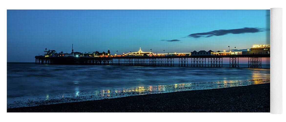 Pier Yoga Mat featuring the photograph Brighton Pier at Sunset ix by Helen Jackson