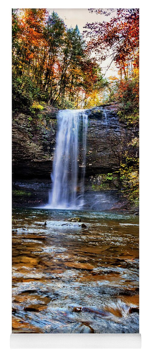 Appalachia Yoga Mat featuring the photograph Brilliant Fall Waterfall at Cloudland Canyon by Debra and Dave Vanderlaan