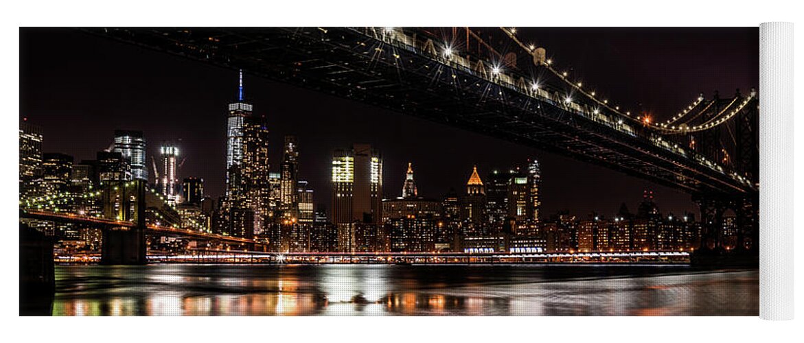 Brooklyn And Manhattan Bridge Yoga Mat featuring the photograph Brooklyn and Manhattan Bridge by Jaime Mercado