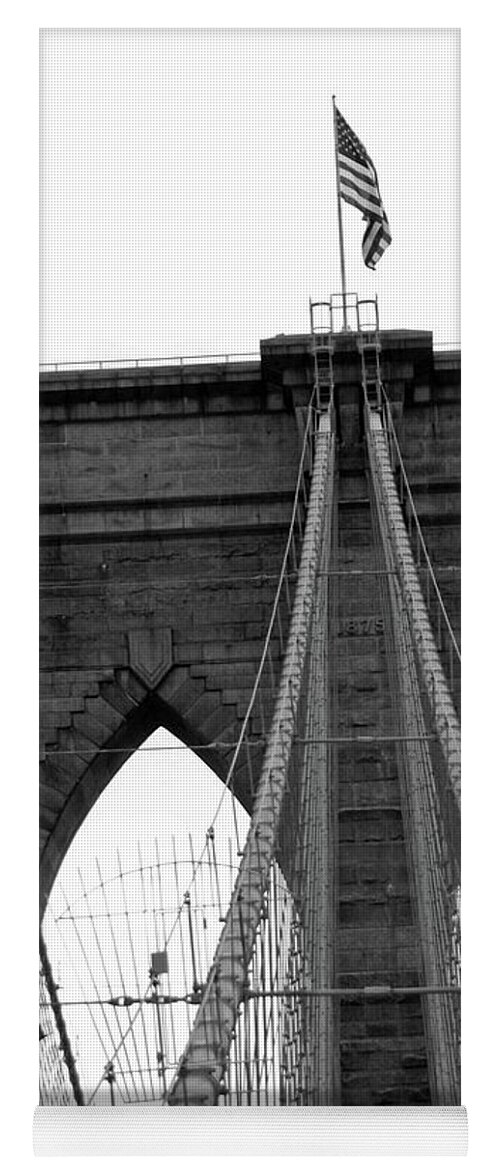 Brooklyn Bridge Yoga Mat featuring the photograph Brooklyn Bridge 02 BW - New York by Pamela Critchlow